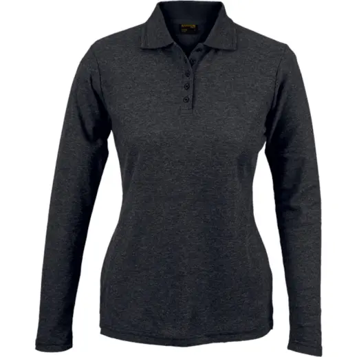 Charcoal Heather Ladies 175g Pique Knit Long Sleeve Golfer